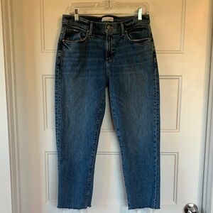 LOFT blue denim Jeans made Mid-rise straight leg raw hem size 29/8